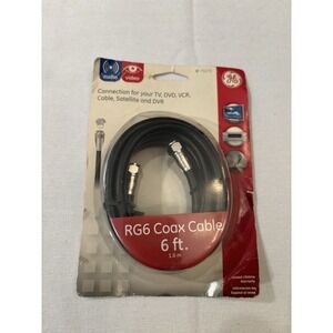 GE RG6 COAX CABLE 6 FEET (1.8M) FOR TV, DVD, VCR, DVR - NEW IN PACKAGE
